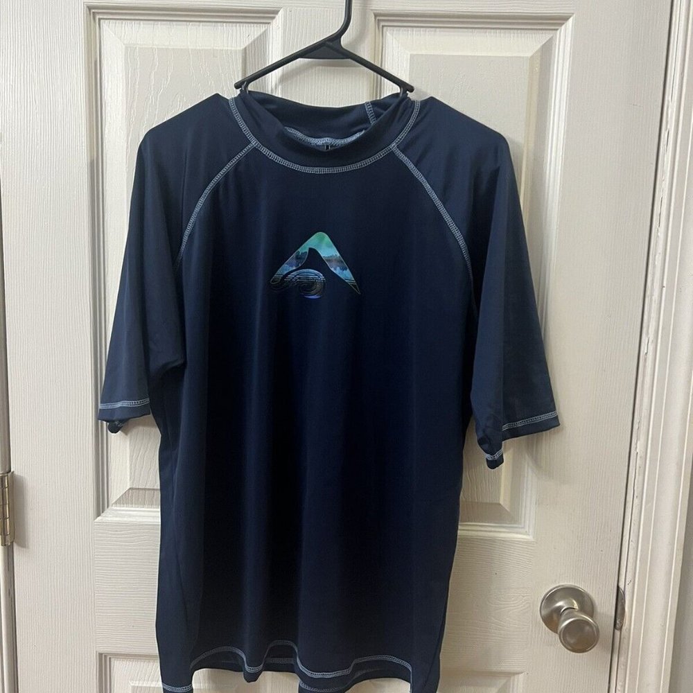 Kanu Shirt Mens XXL Blue Surfing Surf Rash Guard‎ Short Sleeve Beach